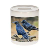 Bellatio Dieren foto spaarpot raaf 9 cm - vogels spaarpotten jongens en meisjes -