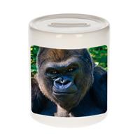 Bellatio Dieren foto spaarpot stoere gorilla 9 cm - gorilla apen spaarpotten jongens en meisjes -