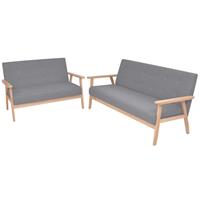 vidaXL Sofa Sofa-Set 2-tlg Stoff Hellgrau