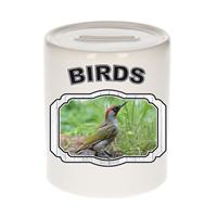 Bellatio Dieren groene specht spaarpot - birds/ vogels spaarpotten kinderen 9 cm -