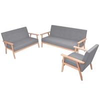 vidaXL Sofa Sofa-Set 3-tlg Stoff Hellgrau