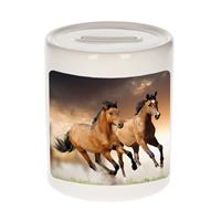 Bellatio Dieren foto spaarpot bruin paard 9 cm - paarden spaarpotten jongens en meisjes -