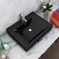 vidaXL Luxe wastafel met kraangat zwart rechthoekig keramiek 60x46 cm