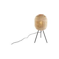 qazqa Orientalische Tischlampe schwarz mit Seil - Riki