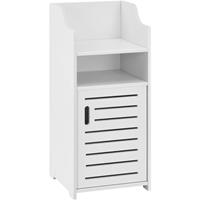 [en.casa] Badezimmerschrank Skara 72x32x32cm Weiß Midischrank WPC Badkommode mit Ablage und Tür Badregal - 