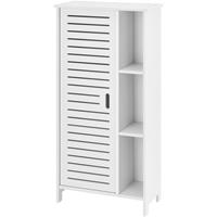 [en.casa] Badezimmerschrank Vansbro 96 x 48 x 24 cm Badschrank Ablage Beistellschrank WPC Weiß - 