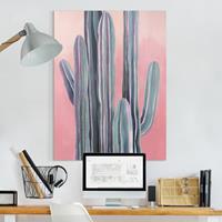 Klebefieber Leinwandbild Kaktus auf Rosa I