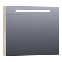 Saniclass Double face spiegelkast 80x70x15cm verlichting geintegreerd rechthoek 2 draaideuren Sahara MFC 7370