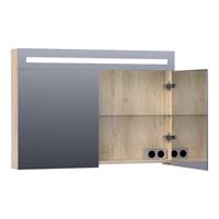 Saniclass Double face spiegelkast 100x70x15cm verlichting geintegreerd rechthoek 2 draaideuren Sahara MFC 7371