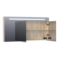 Saniclass Double face spiegelkast 140x70x15cm verlichting geintegreerd rechthoek 3 draaideuren Sahara MFC 7373