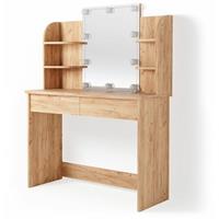 vicco LED Schminktisch CHARLOTTE Frisiertisch Kommode Kosmetiktisch Eiche