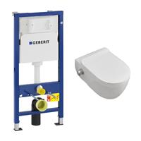 geberit UP100 toiletset met Lambini Sub randloos toilet met bidetsproeier en softclose zitting