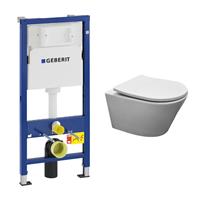 geberit UP100 toiletset met Mueller Afesta randloos toilet mat wit en softclose zitting
