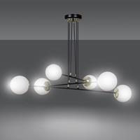 EMIBIG LIGHTING Hängeleuchte Ognis 6, sechsflammig, schwarz/gold