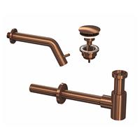 Douche Concurrent Toiletkraan Set Inbouw Muur Rond Koudwaterkraan Mat Rose Goud Inkortbaar met Sifon en Always Open Plug