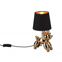 Reality Leuchten Tafellamp Bello met hond-figuur, zwart/goud