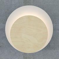 EMIBIG LIGHTING Wandlampe Circle in Weiß, Dekorplatte Holz hell