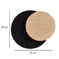 EMIBIG LIGHTING Wandlampe Circle in Schwarz mit Holz-Dekorplatte