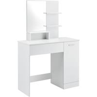 [en.casa] Frisierkommode mit Spiegel Schrank und Schublade Frisiertisch 138 x 90 x 38 cm Schminktisch mit Ablageflächen Spanplatte Weiß - 