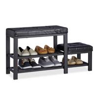 Relaxdays Schuhbank mit Hocker schwarz