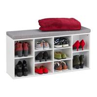 Relaxdays Weiße Schuhbank mit 10 Fächern weiß