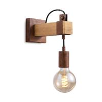 Home sweet home wandlamp Denton 1L - hout / roest