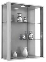 VCM Wandvitrine Sammelvitrine Glasvitrine Wand Vitrine Regal Schrank Glas Hängevitrine Udina, mit LED silber