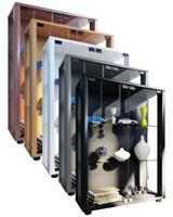 VCM Sammelvitrine Standvitrine Glasvitrine Glasregal Vitrine Glas Schaukasten Sintalo, mit LED weiß