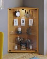 VCM Standvitrine Sammelvitrine Glasvitrine Vitrine Glas Regal Schrank Hängevitrine Jecka, mit Beleuchtung hellbraun