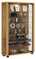 VCM Sammelvitrine Standvitrine Glasvitrine Glasregal Vitrine Glas Schaukasten Lumo Mini, mit LED hellbraun