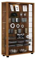 VCM Sammelvitrine Standvitrine Glasvitrine Glasregal Vitrine Glas Schaukasten Lumo Mini, mit LED dunkelbraun
