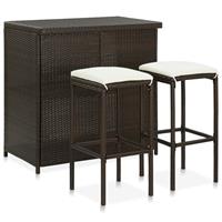 vidaxl 3-tlg. Bar Set Poly Rattan Braun - 