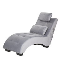 Beliani Chaise longue met Bluetooth speaker fluweel grijs SIMORRE