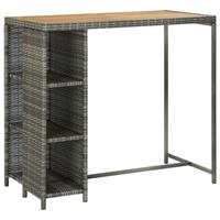 vidaxl Bartisch mit Regal Grau 120x60x110 cm Poly Rattan - 