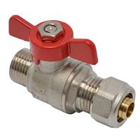 Sanivesk meerlagen kogelkraan met rode hendel (buitendraad x knel) 1/2 x 16x2mm