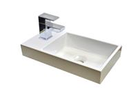 sanicare Q40 mineraalmarmeren fontein voor toiletmeubel 40x22cm wit
