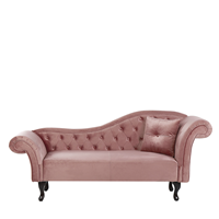 Beliani Chaise longue fluweel roze rechtszijdig LATTES