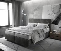 DELIFE Boxspringbett Dream-Well 160x200 cm Mikrofaser Anthrazit Vintage