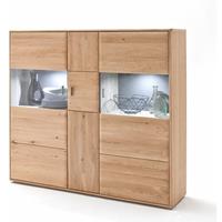 LOMADOX Highboard TIJUANA-05 Anrichte Vitrine aus massiver Eiche Bianco - B/H/T: 154/140/39cm