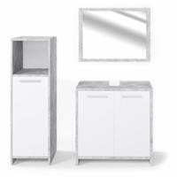 VICCO Badmöbel Set KIKO Weiß Grau - Badspiegel Unterschrank Badschrank Badregal - 