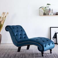 vidaXL Sitzbank Chaiselongue Blau Samt Liegesofa Wohnzimmer Relaxliege