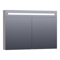 Saniclass Double face spiegelkast 100x70x15cm verlichting geintegreerd rechthoek 2 draaideuren Mat Taupe MDF 7353