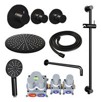 Brauer Inbouw Regendouche Set  Black Edition Gebogen Wanduitloop Ronde Hoofddouche 30 cm Met Twee Stopkranen Handdouche 3 Standen en Glijstang Mat Zwart