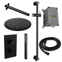 Brauer Inbouw Regendouche Set  Black Edition Plafond Uitloop Ronde Hoofddouche 30 cm Met Glijstang Mat Zwart