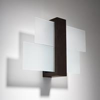 SOLLUX Wandlamp Shifted 1, glas en wengé-hout