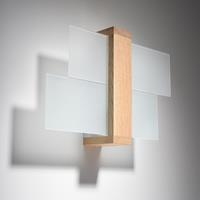 SOLLUX Wandlamp Shifted 1, glas en licht hout