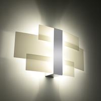 Euluna Wandlamp Shifted, drie glas-secties, verchroomd