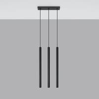 SOLLUX Hanglamp Thin, zwart, 3-lamps, linear