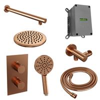 Brauer Inbouw Regendouche Set  Copper Edition Wanduitloop Ronde Hoofddouche 20 cm Met Handdouche 3 Standen Koper