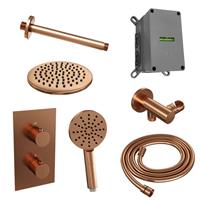 Brauer Inbouw Regendouche Set  Copper Edition Plafond Uitloop Ronde Hoofddouche 20 cm Met Handdouche 3 Standen Koper